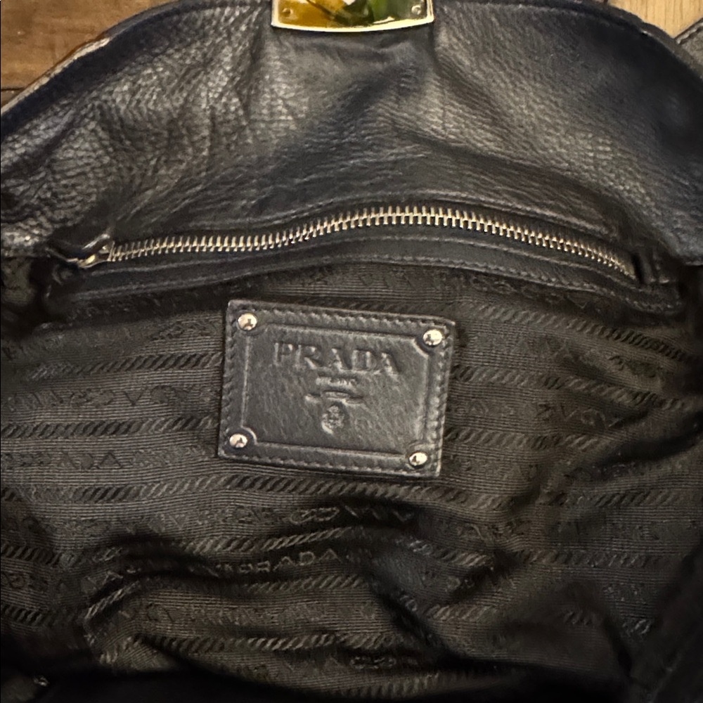 Prada Grayish Black Leather Tote Bag - Picture 12 of 15
